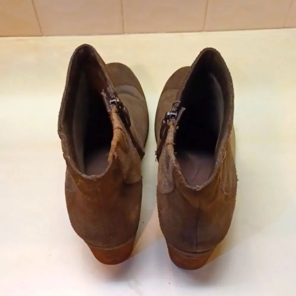 Earth Malta Patch Work Brown &Tan Suede Chunky Leather Boots 8